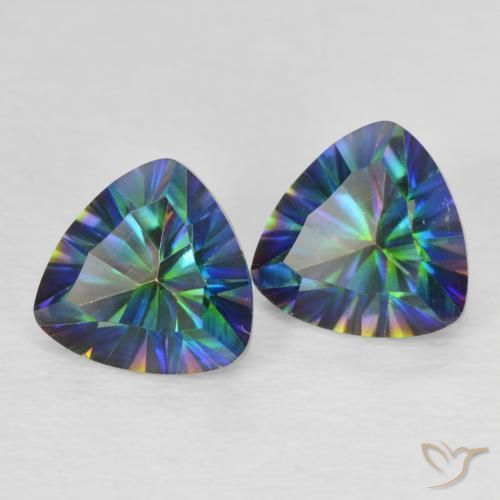 2.25 ctw Multicolor Mystic Quartz Stones, Natural Mystic Quartz in Trillion Concave Cut Shape for Sale