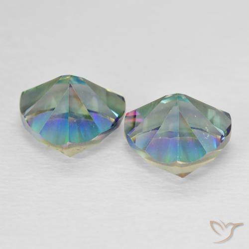 Mystic Quartz Gemstones in 7 x 7 mm (calibrated) Size for Sale, Mystic Quartz Stones in Multicolor Blue Color