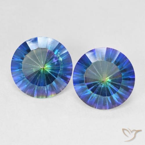 4.62ctw Natural Multicolor Blue Mystic Quartz, Round, VVS-VS