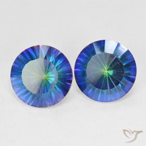 4.74 ctw Multicolor Mystic Quartz Stones, Natural Mystic Quartz in Round Concave Cut Shape for Sale