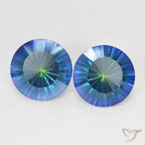 4.97ctw Natural Multicolor Blue Mystic Quartz, Round, VVS-VS