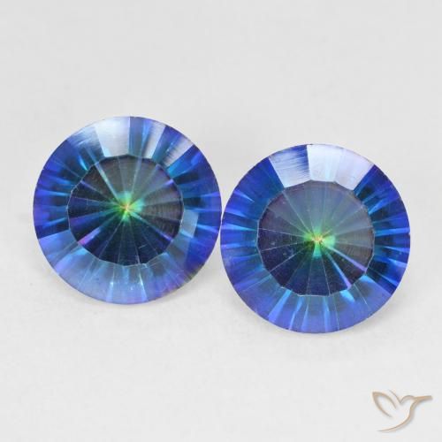 4.92ctw Natural Multicolor Blue Mystic Quartz, Round, VVS-VS