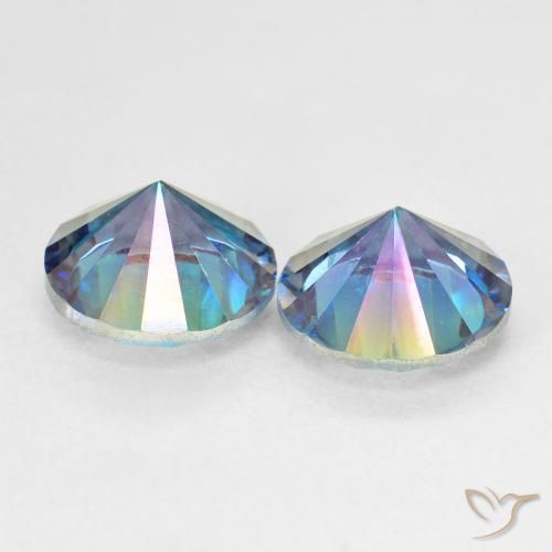 Mystic Quartz Gemstones in 9 mm (calibrated) Size for Sale, Mystic Quartz Stones in Multicolor Blue Color