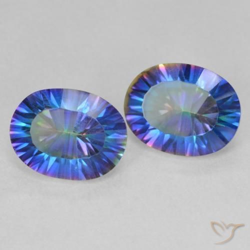 3.46 ctw Multicolor Mystic Quartz Stones, Natural Mystic Quartz in Oval Concave Cut Shape for Sale