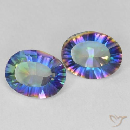 3.00 ctw Multicolor Mystic Quartz Stones, Natural Mystic Quartz in Oval Concave Cut Shape for Sale
