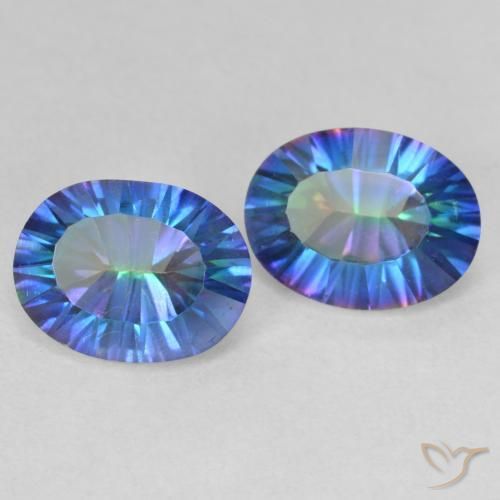 3.39 ctw Multicolor Mystic Quartz Stones, Natural Mystic Quartz in Oval Concave Cut Shape for Sale