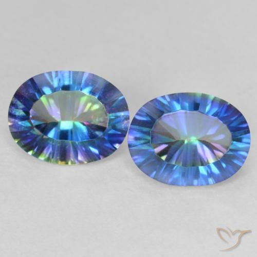 3.50 ctw Multicolor Mystic Quartz Gemstones, Mystic Quartz Gems in Oval Concave Cut Shape for Sale.