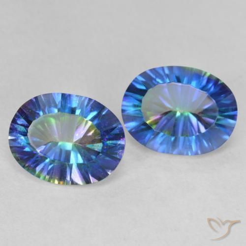 3.50 ctw Multicolor Mystic Quartz Stones, Natural Mystic Quartz in Oval Concave Cut Shape for Sale