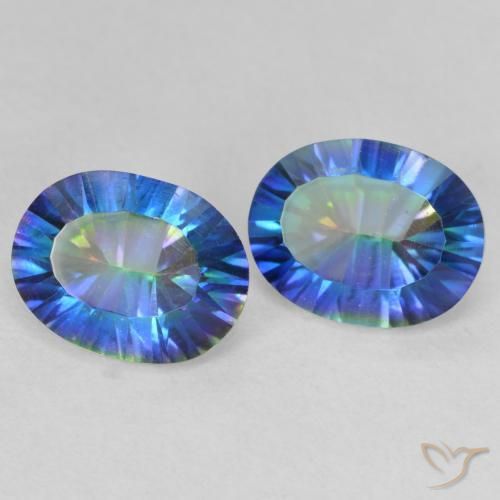 3.56 ctw Multicolor Mystic Quartz Stones, Natural Mystic Quartz in Oval Concave Cut Shape for Sale