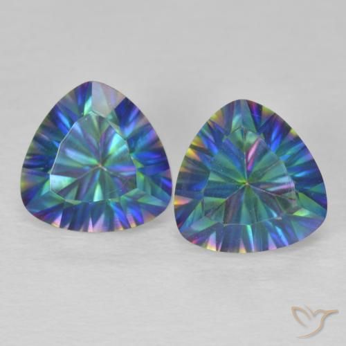 3.69ctw Natural Multicolor Blue Mystic Quartz, Trillion, VVS-VS