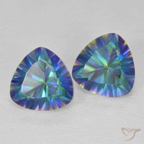 3.69 ctw Multicolor Mystic Quartz Stones, Natural Mystic Quartz in Trillion Concave Cut Shape for Sale