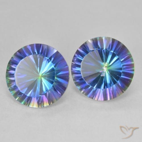 6.88 ctw Multicolor Mystic Quartz Stones, Natural Mystic Quartz in Round Concave Cut Shape for Sale