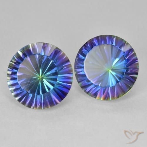 7.24 ctw Multicolor Mystic Quartz Stones, Natural Mystic Quartz in Round Concave Cut Shape for Sale