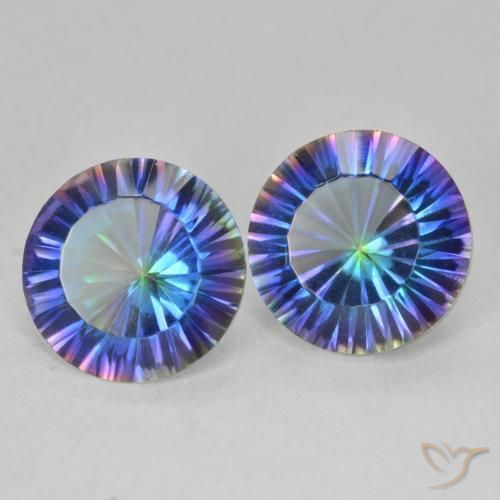 6.19 ctw Multicolor Mystic Quartz Stones, Natural Mystic Quartz in Round Concave Cut Shape for Sale