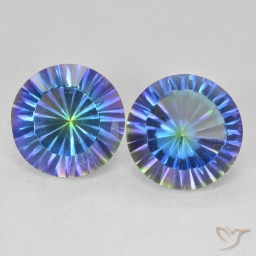 7.14 ctw Multicolor Mystic Quartz Gemstones, Mystic Quartz Gems in Round Concave Cut Shape for Sale.