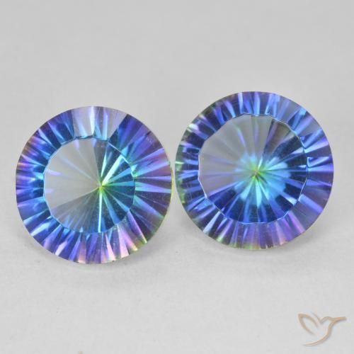7.14 ctw Multicolor Mystic Quartz Stones, Natural Mystic Quartz in Round Concave Cut Shape for Sale