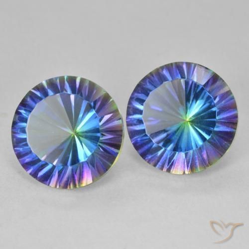 7.42 ctw Multicolor Mystic Quartz Stones, Natural Mystic Quartz in Round Concave Cut Shape for Sale