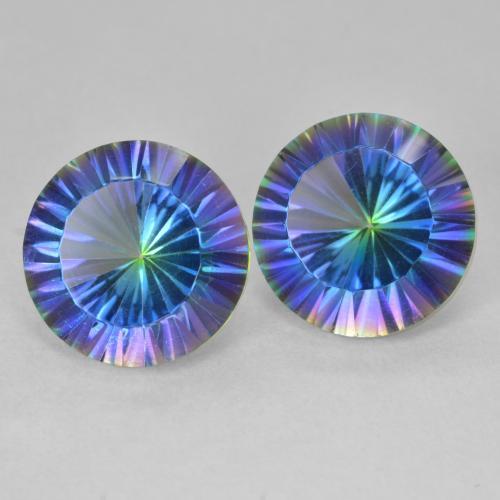 7.63 ctw Multicolor Mystic Quartz Stones, Natural Mystic Quartz in Round Concave Cut Shape for Sale