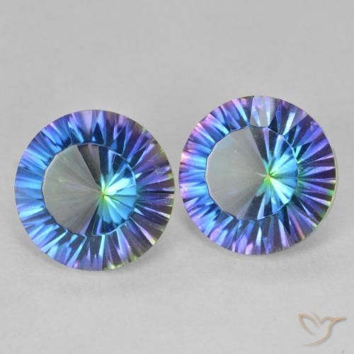 7.02 ctw Multicolor Mystic Quartz Stones, Natural Mystic Quartz in Round Concave Cut Shape for Sale