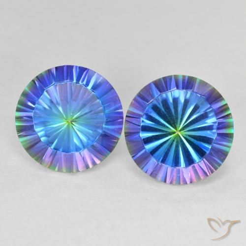 7.47ctw Natural Multicolor Blue Mystic Quartz, Round, VVS-VS