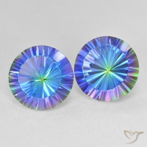 7.47 ctw Multicolor Mystic Quartz Stones, Natural Mystic Quartz in Round Concave Cut Shape for Sale