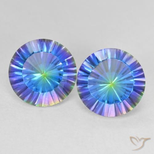 7.01ctw Natural Multicolor Blue Mystic Quartz, Round, VVS-VS