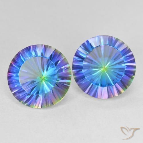 7.01 ctw Multicolor Mystic Quartz Stones, Natural Mystic Quartz in Round Concave Cut Shape for Sale