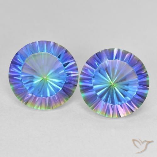 7.37ctw Natural Multicolor Blue Mystic Quartz, Round, VVS-VS