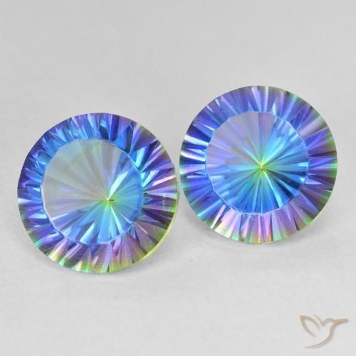 7.37 ctw Multicolor Mystic Quartz Stones, Natural Mystic Quartz in Round Concave Cut Shape for Sale