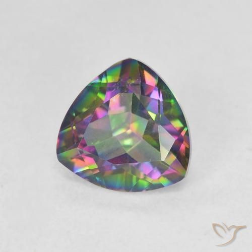 1.11 ct Multicolor Mystic Quartz Stone, Natural Mystic Quartz in Trillion Facet Shape for Sale