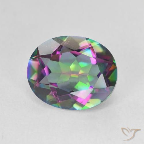 3.60 ct Multicolor Mystic Quartz Stone, Natural Mystic Quartz in Oval Facet Shape for Sale
