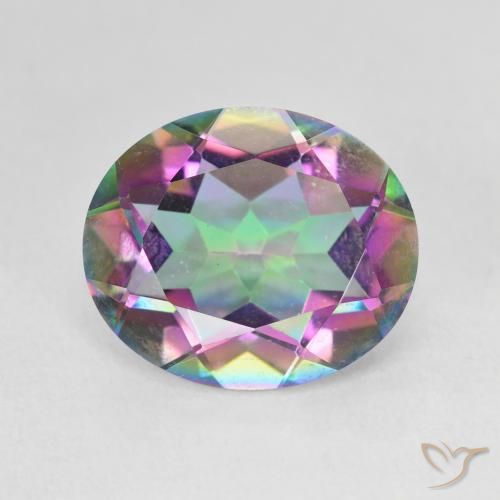5.49ct Natural Multicolor Mystic Quartz, Oval, VVS