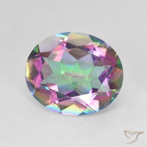 5.49 ct Multicolor Mystic Quartz Stone, Natural Mystic Quartz in Oval Facet Shape for Sale