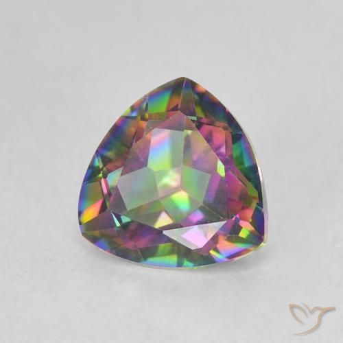 1.14 ct Multicolor Mystic Quartz Stone, Natural Mystic Quartz in Trillion Facet Shape for Sale
