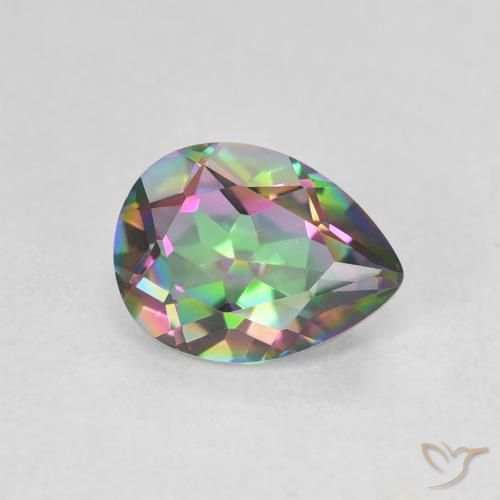 1.08 ct Multicolor Mystic Quartz Stone, Natural Mystic Quartz in Pear Facet Shape for Sale