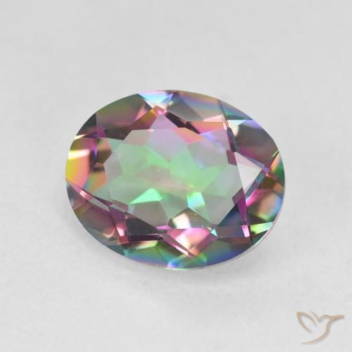 2.84 ct Multicolor Mystic Quartz Stone, Natural Mystic Quartz in Oval Facet Shape for Sale