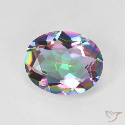 2.90 ct Multicolor Mystic Quartz Stone, Natural Mystic Quartz in Oval Facet Shape for Sale