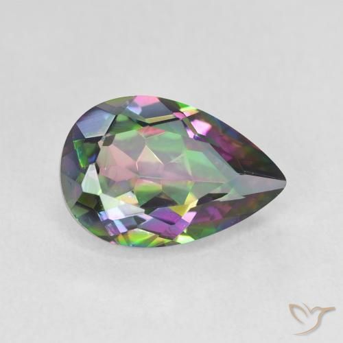 2.96 ct Multicolor Mystic Quartz Stone, Natural Mystic Quartz in Pear Facet Shape for Sale