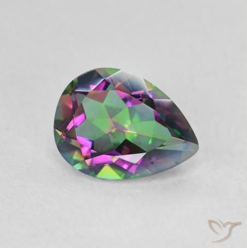 0.98 ct Multicolor Mystic Quartz Stone, Natural Mystic Quartz in Pear Facet Shape for Sale