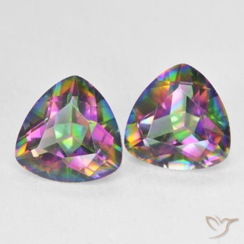 3.39 ctw Multicolor Mystic Quartz Stones, Natural Mystic Quartz in Trillion Facet Shape for Sale