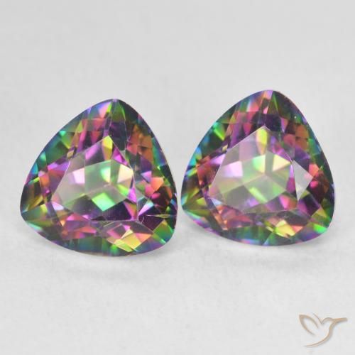 3.83 ctw Multicolor Mystic Quartz Stones, Natural Mystic Quartz in Trillion Facet Shape for Sale