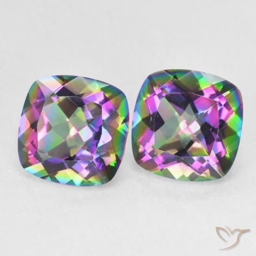 2.73 ctw Multicolor Mystic Quartz Stones, Natural Mystic Quartz in Cushion-Cut Shape for Sale