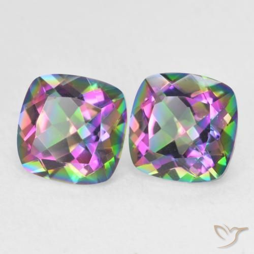 2.82 ctw Multicolor Mystic Quartz Stones, Natural Mystic Quartz in Cushion-Cut Shape for Sale