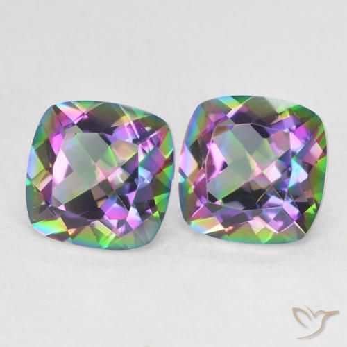 2.77 ctw Multicolor Mystic Quartz Stones, Natural Mystic Quartz in Cushion-Cut Shape for Sale