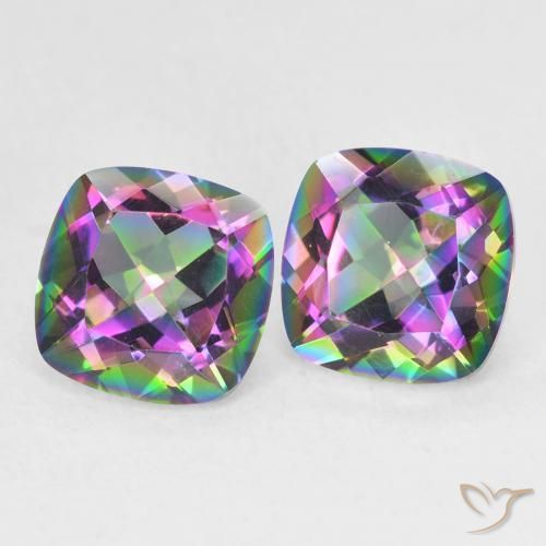 2.74 ctw Multicolor Mystic Quartz Stones, Natural Mystic Quartz in Cushion-Cut Shape for Sale