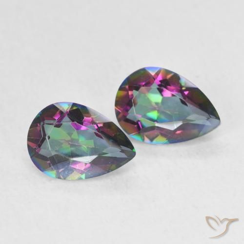 1.25 ctw Multicolor Mystic Quartz Stones, Natural Mystic Quartz in Pear Facet Shape for Sale
