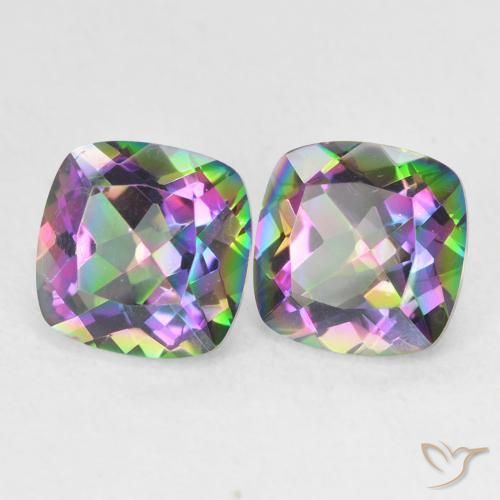 2.88 ctw Multicolor Mystic Quartz Stones, Natural Mystic Quartz in Cushion-Cut Shape for Sale