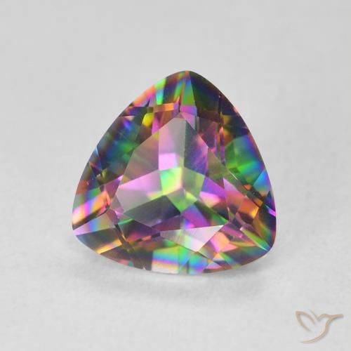 1.62ct Natural Multicolor Mystic Quartz, Trillion, VVS 1.62ct Natural Multicolor Mystic Quartz, Trillion, VVS