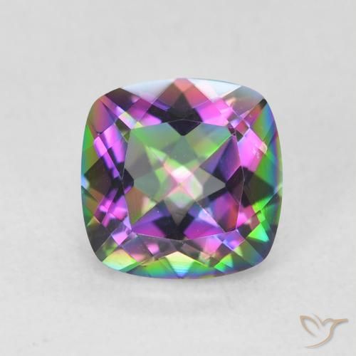 1.42 ct Multicolor Mystic Quartz Gemstone, Mystic Quartz Gem in Cushion-Cut Shape for Sale.
