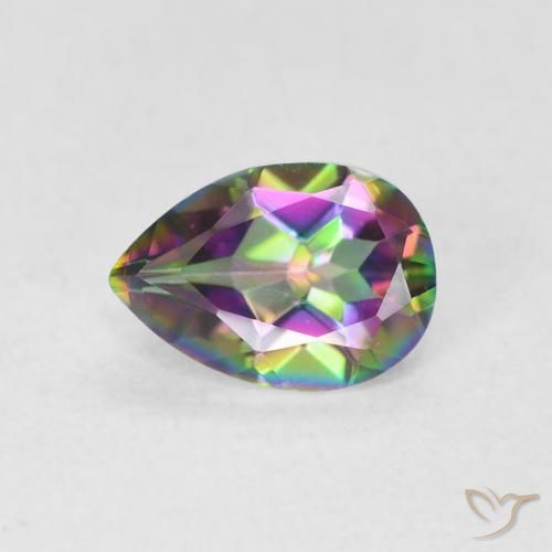 0.66 ct Multicolor Mystic Quartz Stone, Natural Mystic Quartz in Pear Facet Shape for Sale